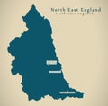 Modern Map - North East England UK