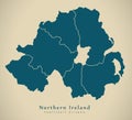 Modern Map - Northern Ireland with counties UK