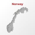 A modern map of Norway with a division into regions, on a gray background with a red title. Royalty Free Stock Photo