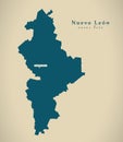 Modern Map - Nuevo Leon Mexico MX Royalty Free Stock Photo