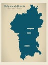 Modern Map - Odenwaldkreis county of Hessen DE