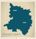 Modern Map - Ostprignitz-Ruppin county of Brandenburg DE Royalty Free Stock Photo