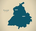 Modern Map - Punjab IN India federal state illustration Royalty Free Stock Photo