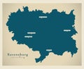 Modern Map - Ravensburg county of Baden Wuerttemberg DE