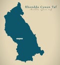 Modern Map - Rhondda Cynon Taf Wales UK