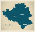 Modern Map - Rottal-Inn county of Bavaria DE Royalty Free Stock Photo