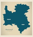Modern Map - Rottweil county of Baden Wuerttemberg DE