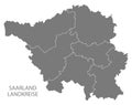 Modern Map - Saarland map of Germany with counties gray