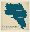 Modern Map - Schwarzwald-Baar-Kreis county of Baden Wuerttemberg DE Royalty Free Stock Photo