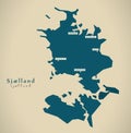 Modern Map - Sjaelland Denmark DK Royalty Free Stock Photo