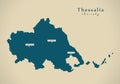 Modern Map - Thessalia Greece GR