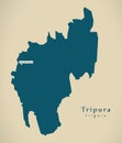 Modern Map - Tripura IN India federal state illustration