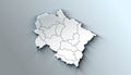 Minimalist 3D map of Uttarakhand A districts of India with Borders Royalty Free Stock Photo