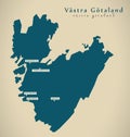 Modern Map - Vastra Gotaland Sweden SE