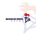 Modern Marathon Logo Design with Torch Line Art Template