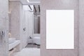 Modern marble bathroom interior with empty mock up banner. Hotel, luxury design concept. Royalty Free Stock Photo