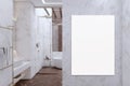Modern marble bathroom interior with empty mock up poster. Hotel, luxury design concept. Royalty Free Stock Photo