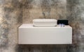Modern marble luxury bathroom with towel detail
