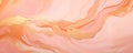 A modern marbling background characterized by beautiful peach fuzz paint swirls infused with delicate gold powder accents