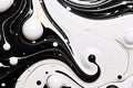 Black and White Liquid with White Particles. Modern Marbling Background