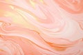 A modern marbling background featuring beautiful peach fuzz paint swirls with accents of gold powder.