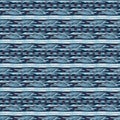 Indigo blue horizontal broken stripe nautical seamless pattern. Modern marine line striped sailor print. Classic