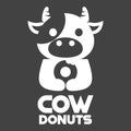 Modern mascot flat design simple minimalist cute cow donut logo icon design template vector with modern illustration concept style Royalty Free Stock Photo