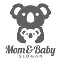 Modern mascot flat design simple minimalist cute koala mom dad parents logo icon design template vector with modern illustration