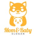 Modern mascot flat design simple minimalist cute shiba inu akita inu dog mom dad parents logo icon design template vector with Royalty Free Stock Photo