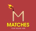 Modern Matches logo. Matchstick sign. Camping concept Royalty Free Stock Photo