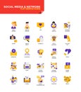 Modern material Flat design icons - Social Media and Network