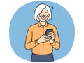 Modern mature grandmother using cellphone