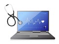 Modern medical app laptop with a Stethoscope Royalty Free Stock Photo