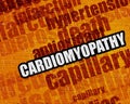 Modern medical concept: Cardiomyopathy on Yellow Brickwall .