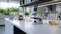Modern medical laboratory equipped with microscopes test tubes and lab instruments showcasing a clean and organized workspace for Royalty Free Stock Photo
