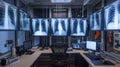 A modern medical office with multiple monitors displaying X-rays of lungs Royalty Free Stock Photo