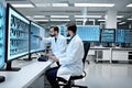 Modern Medical Research Laboratory Scientists Use Computer with Screen AI generated