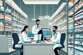 Modern Medical Research Laboratory Scientists Use Computer with AI generated