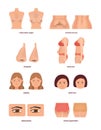 Modern medicine and healthcare concept. Different types of plastic surgery.