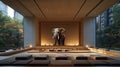 Modern meditation space with an elephant centerpiece Royalty Free Stock Photo