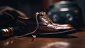 Modern men leather shoes exude elegance and fashion on table generated by AI