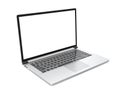 Modern metal office laptop or silver business notebook with blank screen on white background. 3d illustration. Royalty Free Stock Photo