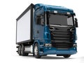 Modern metallic blue heavy transport truck