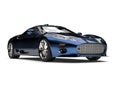 Modern metallic deep blue super sports car - beauty shot