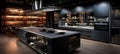 Modern metallic kitchen with smart appliances