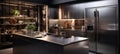 Modern metallic kitchen with smart appliances