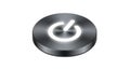 A modern metallic power button with glowing white on off symbol Royalty Free Stock Photo
