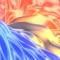 Modern metallic texture with colored distorted waves. 3d rendering digital illustration