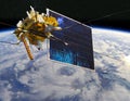 Modern meteorological satellite at the Earth orbit