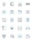 Modern methods linear icons set. Automation, Digitalization, Innovation, Optimization, Efficiency, Technology Royalty Free Stock Photo